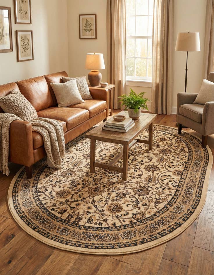 Detail image of 7' 10 x 10' Kashan Design Oval Rug