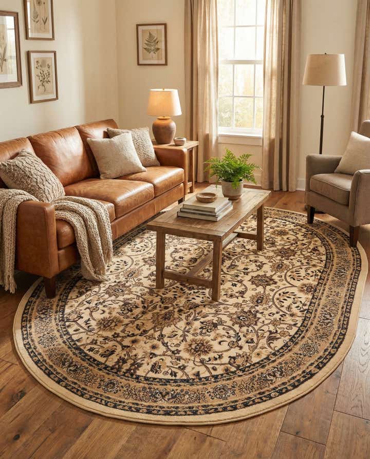 7' 10 x 10' Kashan Design Oval Rug