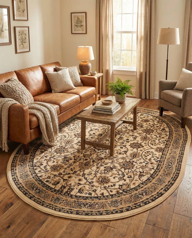 Detail image of 7' 10 x 10' Kashan Design Oval Rug