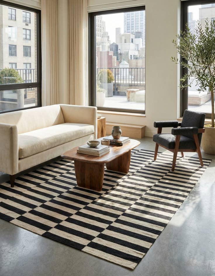 Detail image of 5' 8 x 7' 9  Hand Woven Kilim Modern Wool Rug