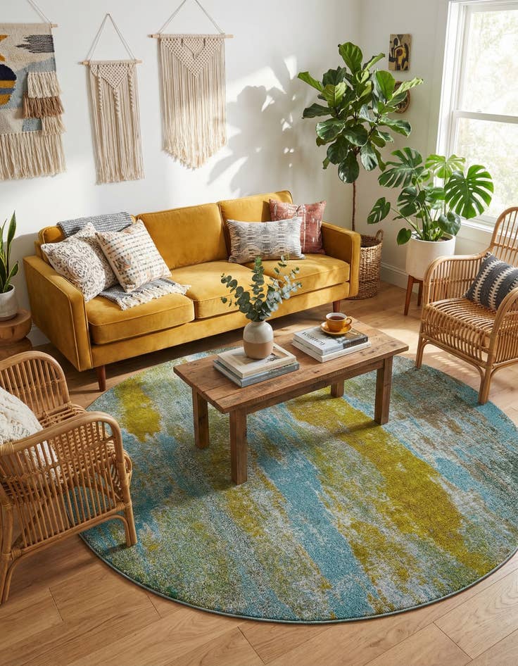 Detail image of 8' x 8'  Washable Barcelona Round Rug