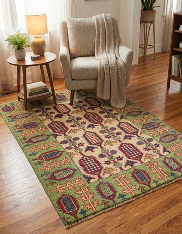 3' 3 x 4' 8 Hand Knotted Kazak Rug