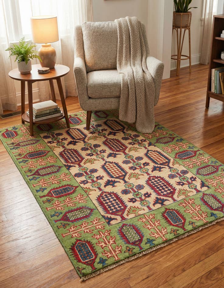 Detail image of 3' 3 x 4' 8  Hand Knotted Kazak Rug