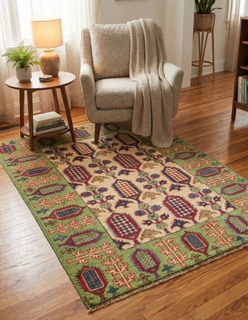 3' 3 x 4' 8 Hand Knotted Kazak Rug