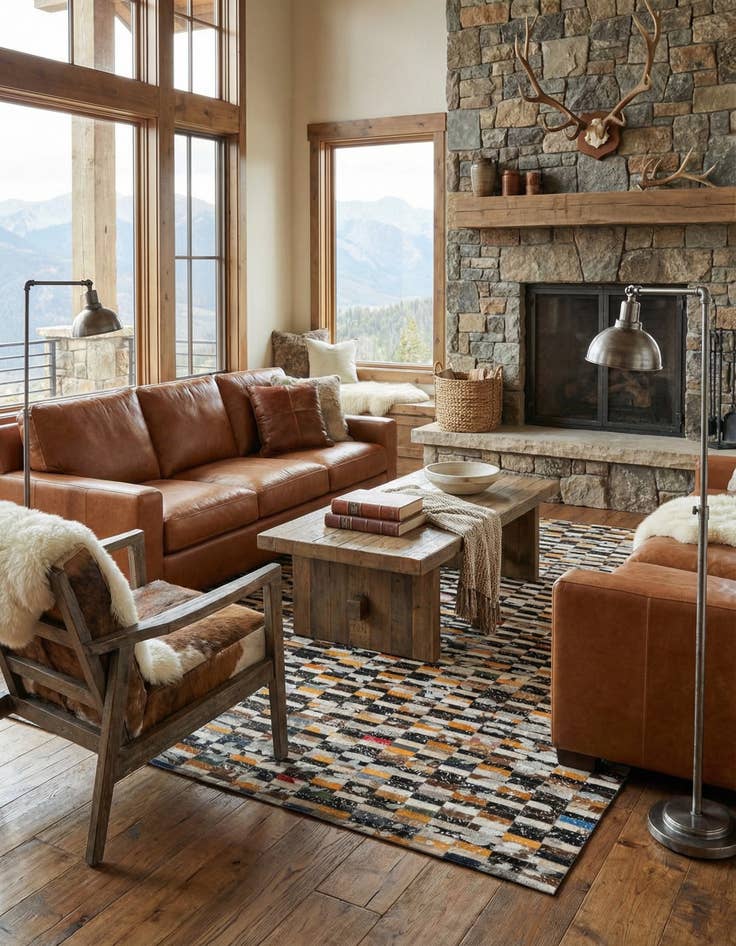 Detail image of  5' 2 x 8' 1 Cowhide - Patchwork Rug