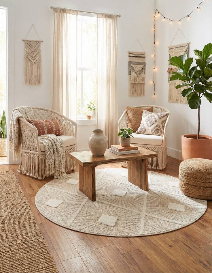 Detail image of 5' 3 x 5' 3 Boho Round Rug