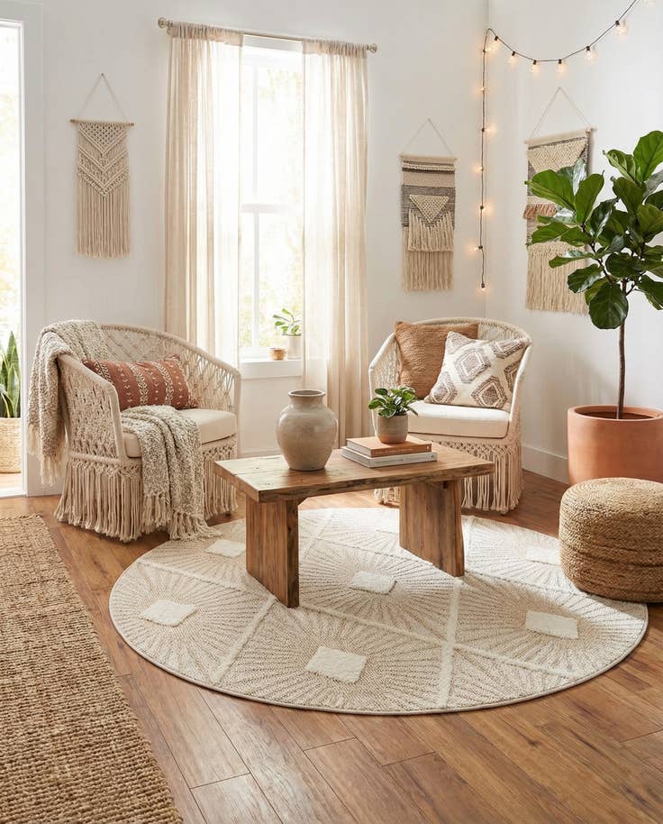 Detail image of 5' 3 x 5' 3 Boho Round Rug