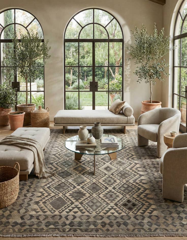 Detail image of 6' 8 x 9' 8  Hand Woven Kilim Maymana Wool Rug