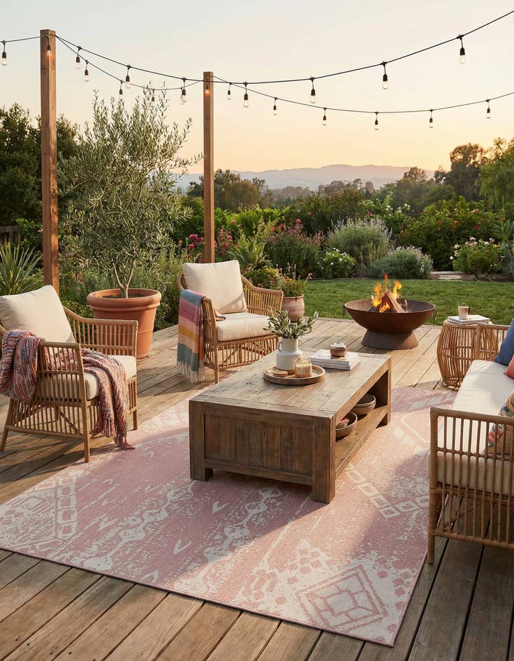 Detail image of  10' x 13'  Washable Bohemian Indoor / Outdoor Rug