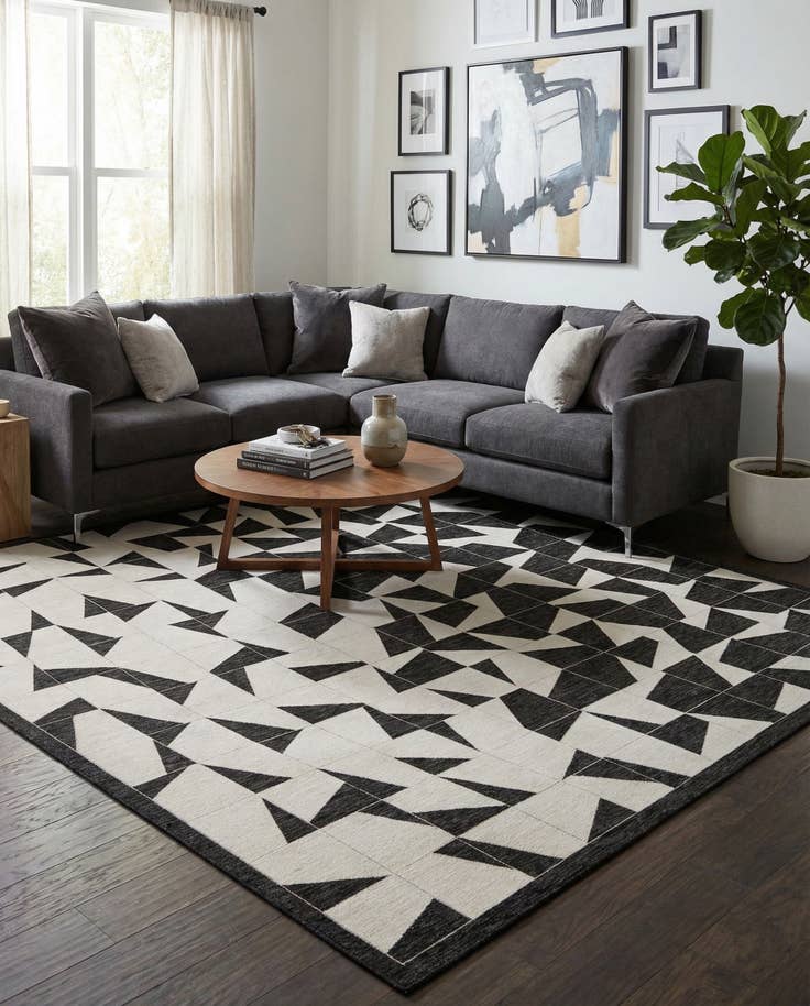 Detail image of 13' x 13' Easy-Clean Modern Indoor / Outdoor Square Rug