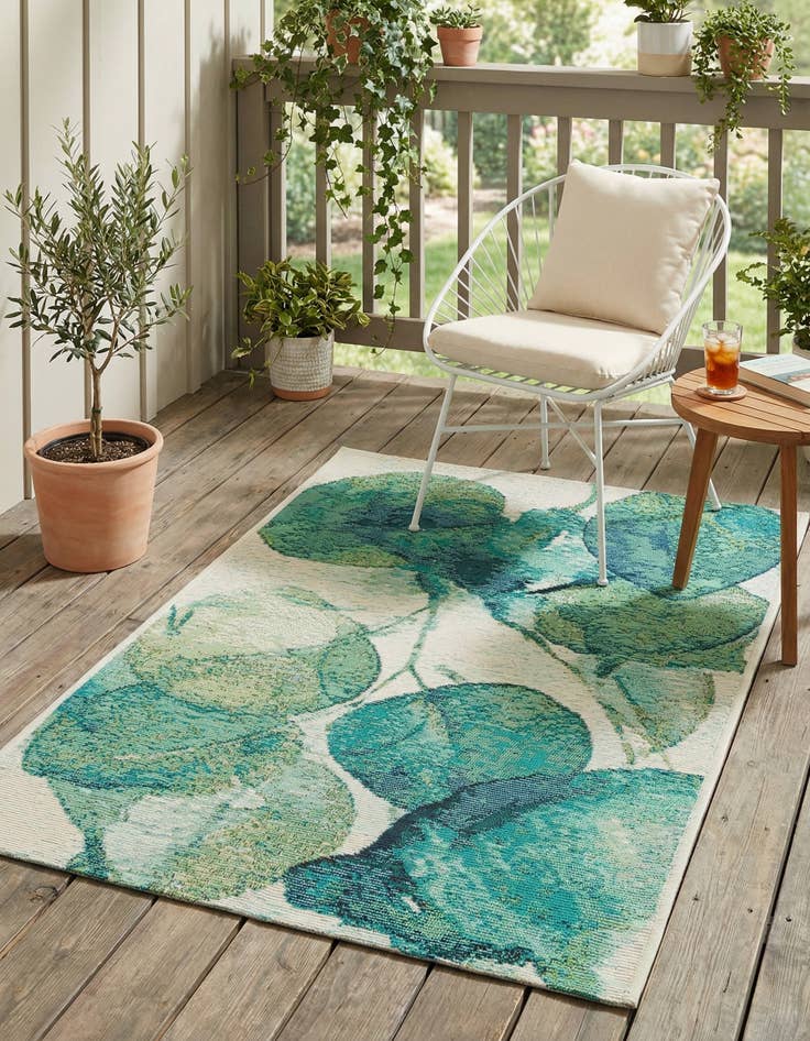 Detail image of 2' x 3'  Washable Botanical Indoor / Outdoor Rug