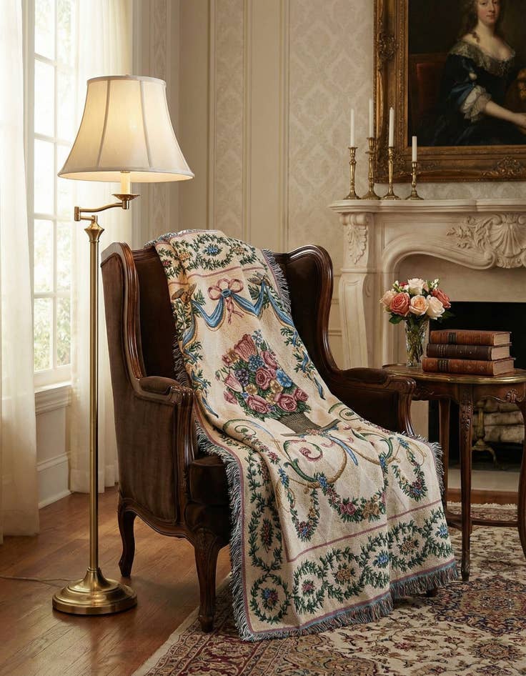 Detail image of 4' 6 x 6' Floral Majesty Throw Blanket