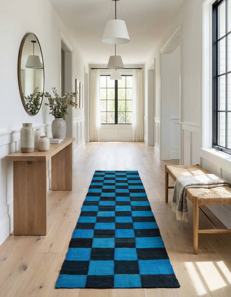 Detail image of 2' 6 x 11' 5  Hand Woven Kilim Modern Wool Runner Rug