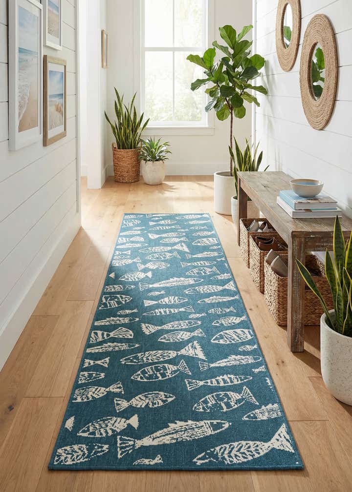 2' 7 x 10' Easy-Clean Coastal Indoor / Outdoor Runner Rug