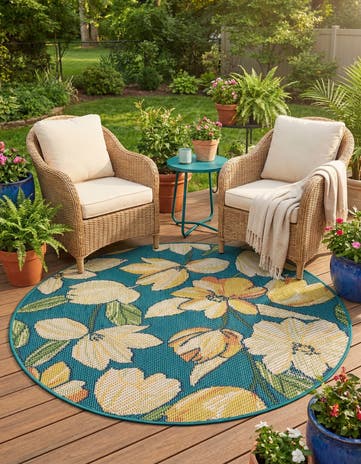 4' x 4' Easy-Clean Baja Indoor / Outdoor Round Rug