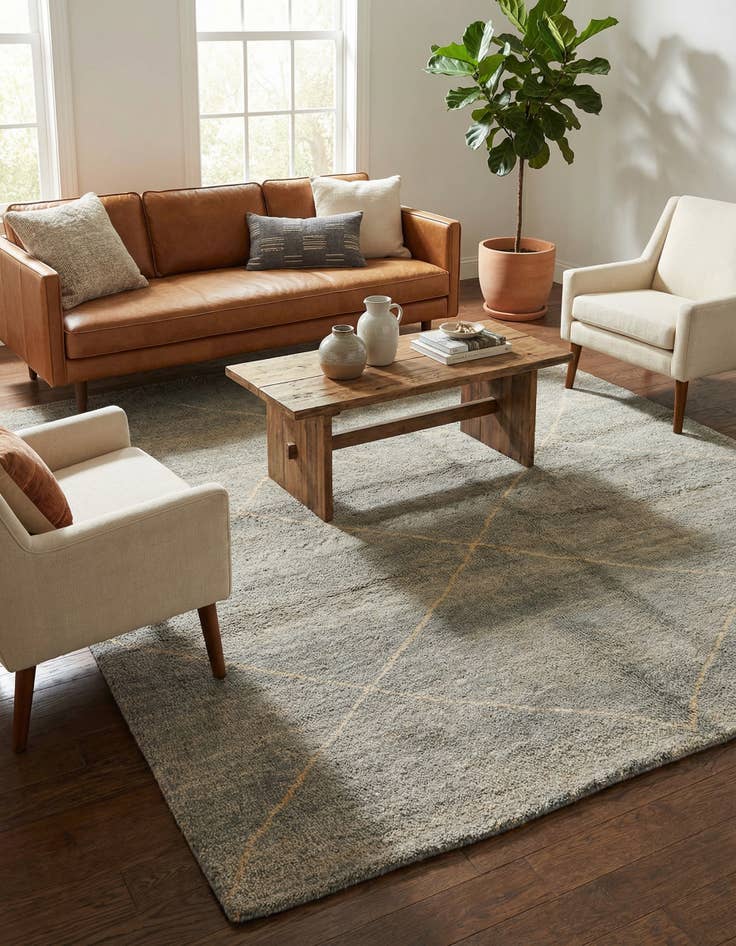 Detail image of  4' 8 x 6' 6  Hand Knotted Moroccan Wool Rug