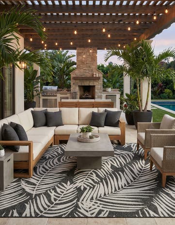 13' x 13' Easy-Clean Botanical Indoor / Outdoor Square Rug