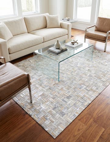 5' x 7' 9 Cowhide Leather Rug
