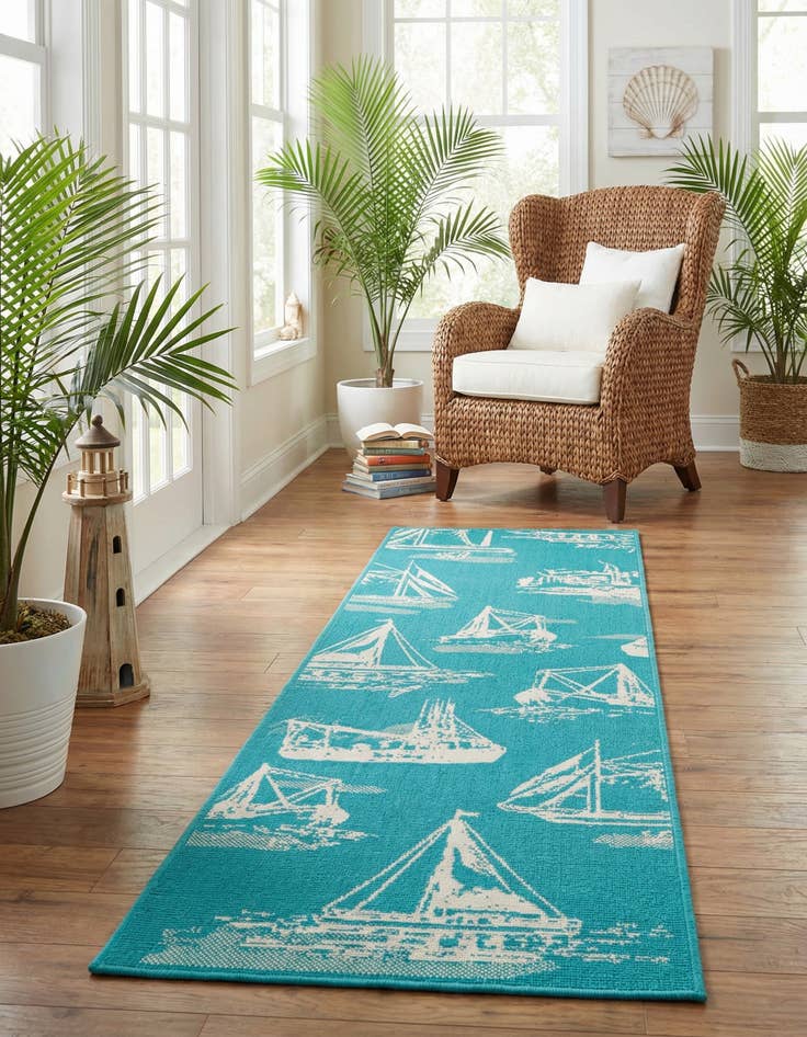 Detail image of  2' x 8'  Washable Coastal Indoor / Outdoor Runner Rug