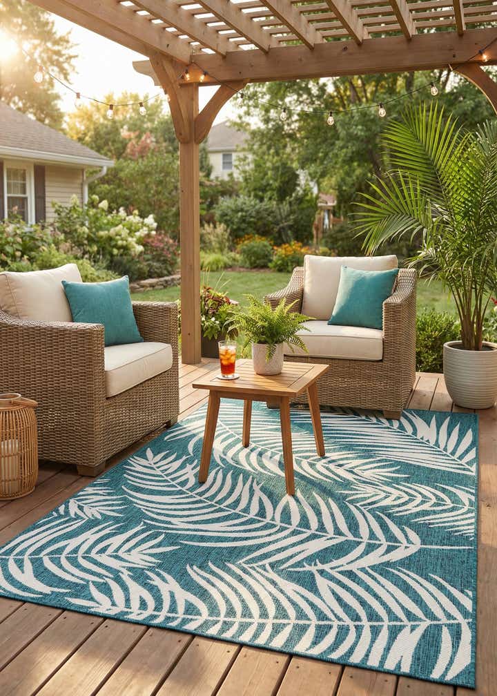 6' x 9' Easy-Clean Botanical Indoor / Outdoor Rug