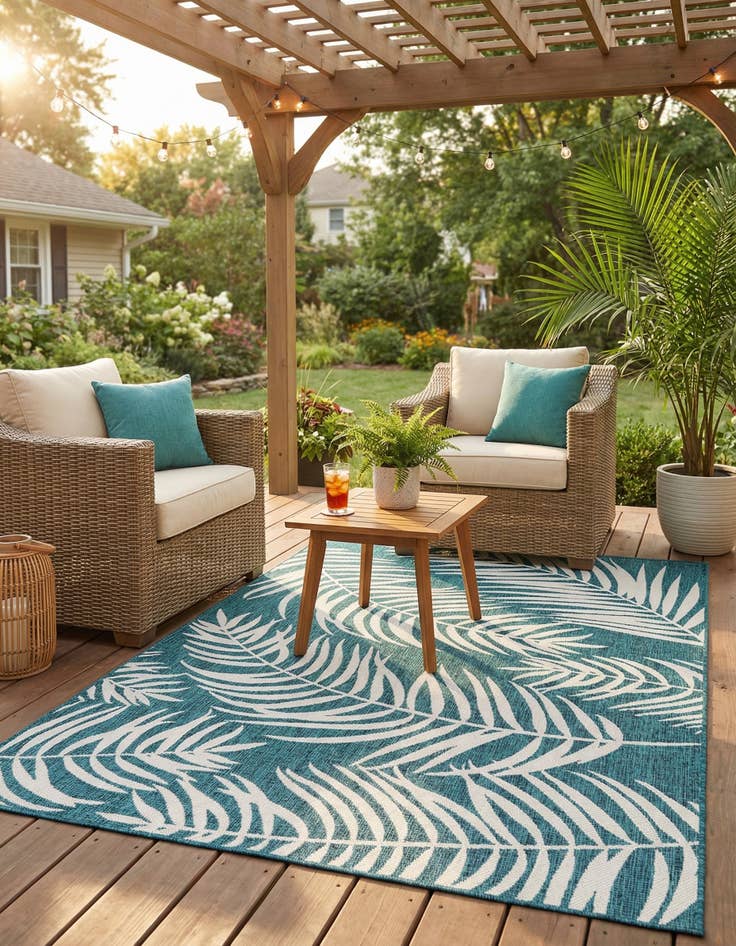 Detail image of 6' x 9'  Washable Botanical Indoor / Outdoor Rug