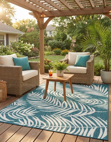6' x 9' Easy-Clean Botanical Indoor / Outdoor Rug