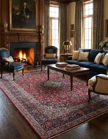 9' 6 x 13' Hand Knotted Kashan Persian Wool Rug