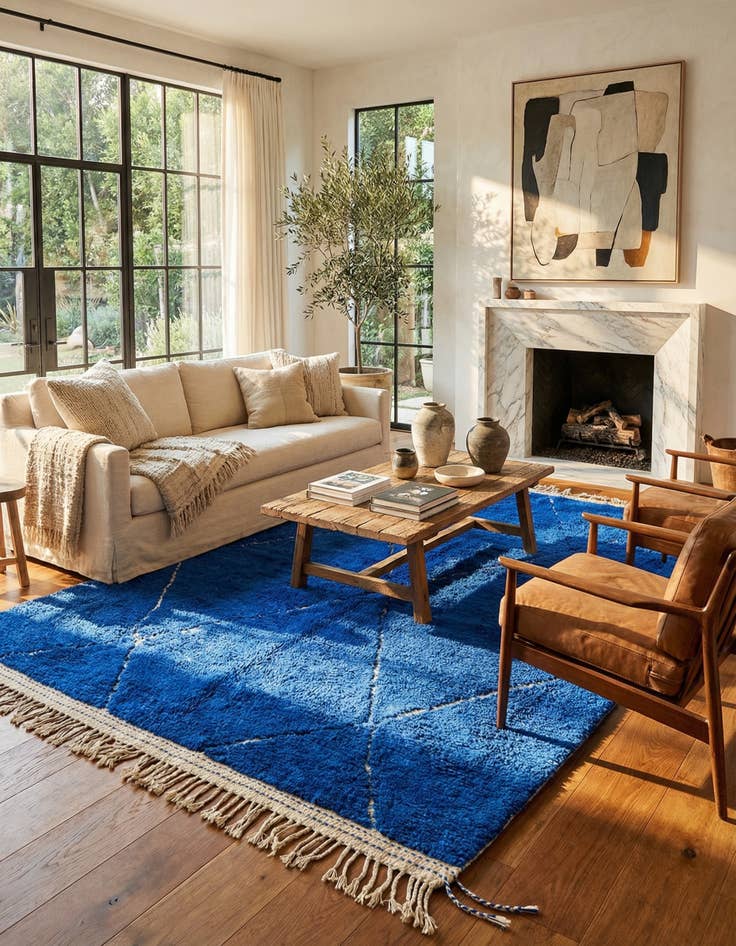 Detail image of  6' 7 x 10' 3  Hand Knotted Moroccan Wool Rug