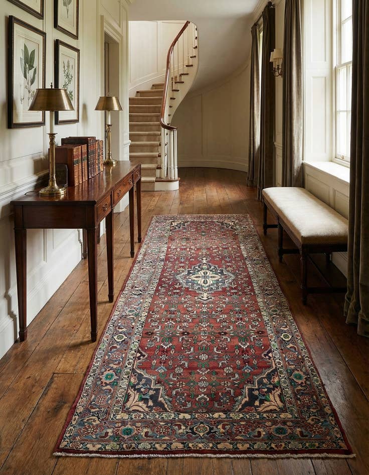 Detail image of  4' 4 x 11'  Hand Knotted Bidjar Persian Wool Runner Rug