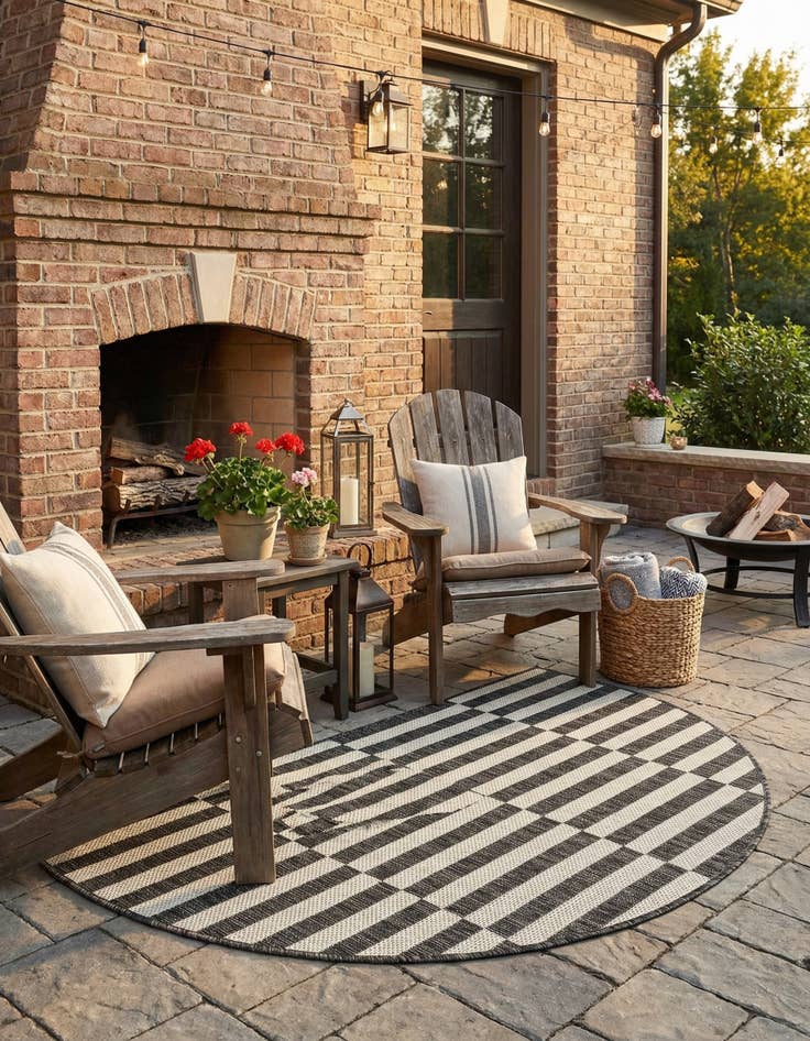 Detail image of 2' 2 x 3' 7  Washable Striped Indoor / Outdoor Hearth Rug