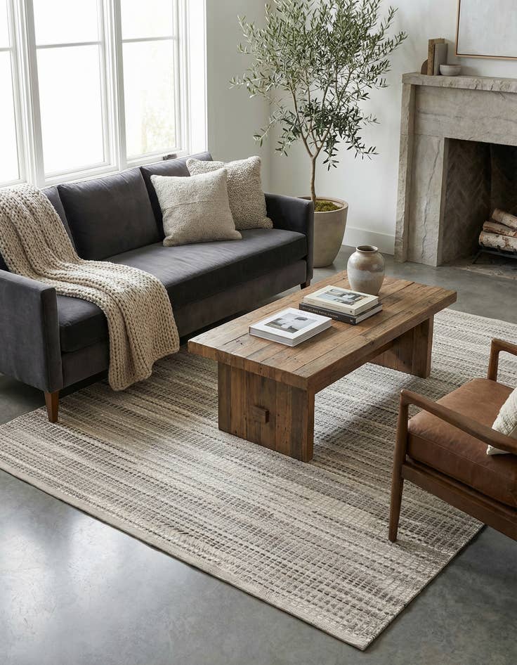 Detail image of 4' 2 x 6' 1 Cowhide Leather Rug