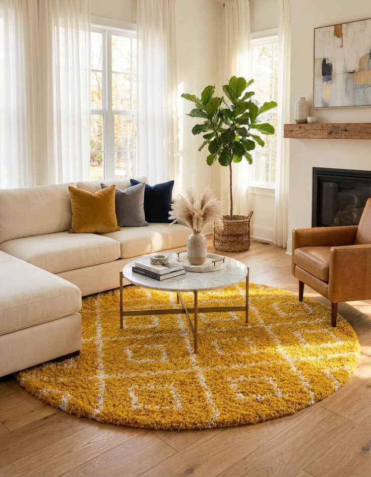 Detail image of 10' x 10' Trellis Shag Round Rug