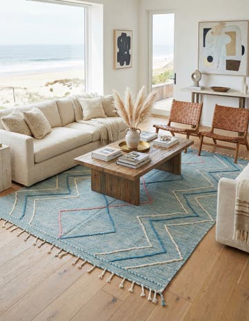 6' 7 x 10' 2 Hand Knotted Moroccan Wool Rug