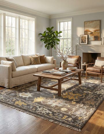 10' x 14' Hand Knotted Oushak Wool Rug