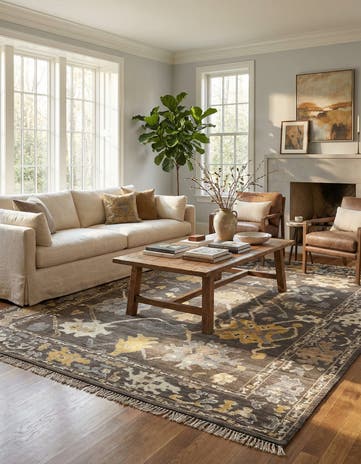 10' x 14' Hand Knotted Oushak Wool Rug