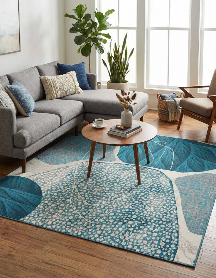 Detail image of 7' 10 x 7' 10  Washable Modern Indoor / Outdoor Square Rug