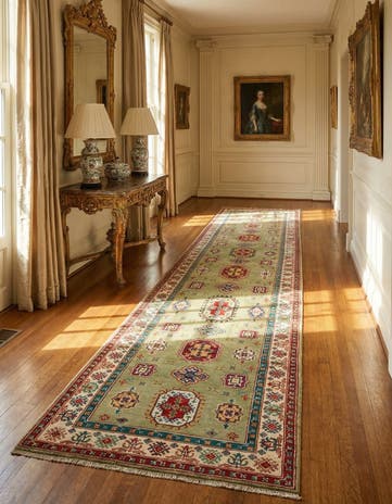 3' 1 x 15' 1 Hand Knotted Kazak Runner Rug