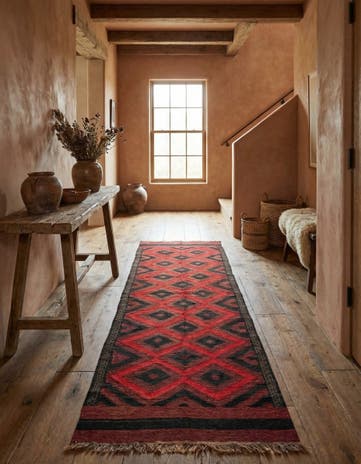 4' 2 x 14' 4 Hand Woven Kilim Fars Wool Runner Rug