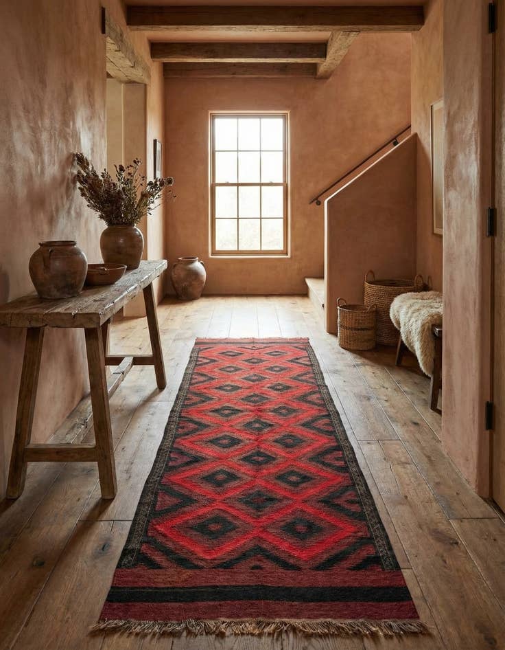 Detail image of 4' 2 x 14' 4  Hand Woven Kilim Fars Wool Runner Rug