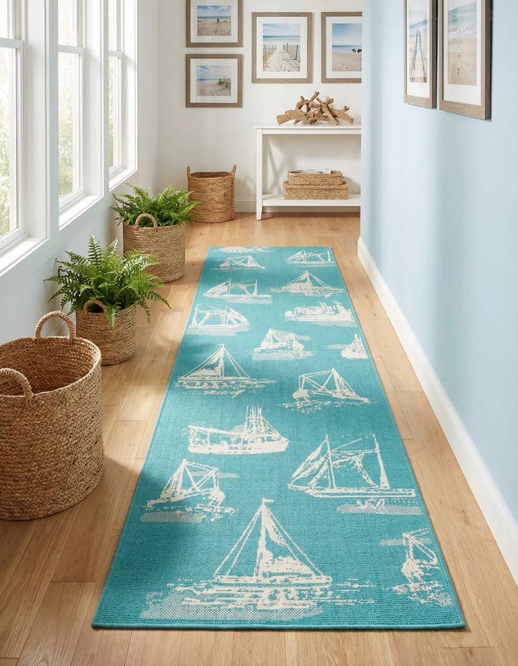 Detail image of 2' 7 x 12' Easy-Clean Coastal Indoor / Outdoor Runner Rug