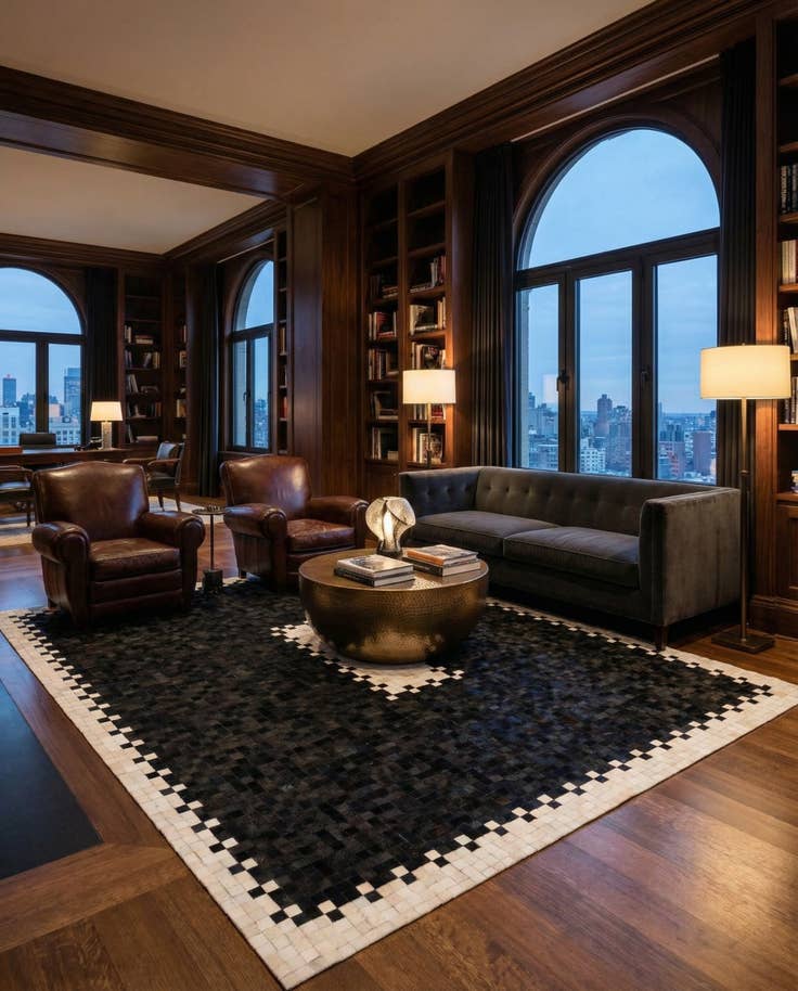Detail image of 8' x 10' 3 Cowhide Stocks Rug