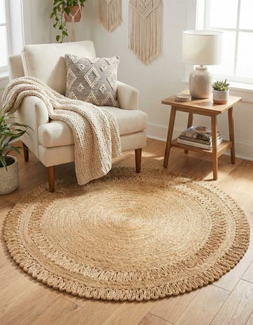 Natural Handmade Braided Jute Round Rug