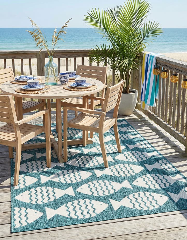 5' 3 x 8' Easy-Clean Coastal Indoor / Outdoo...