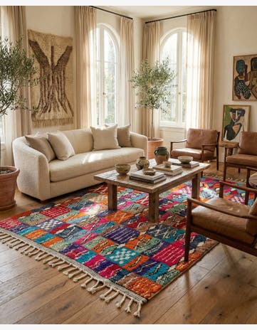 5' 8 x 8' 4 Hand Knotted Moroccan Wool Rug