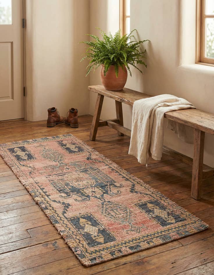 Detail image of 2' 2 x 6' 1  Hand Woven Chenille Jute Runner Rug