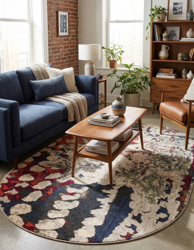 Detail image of 5' 3 x 7' 10 Washable Haerfest Oval Rug