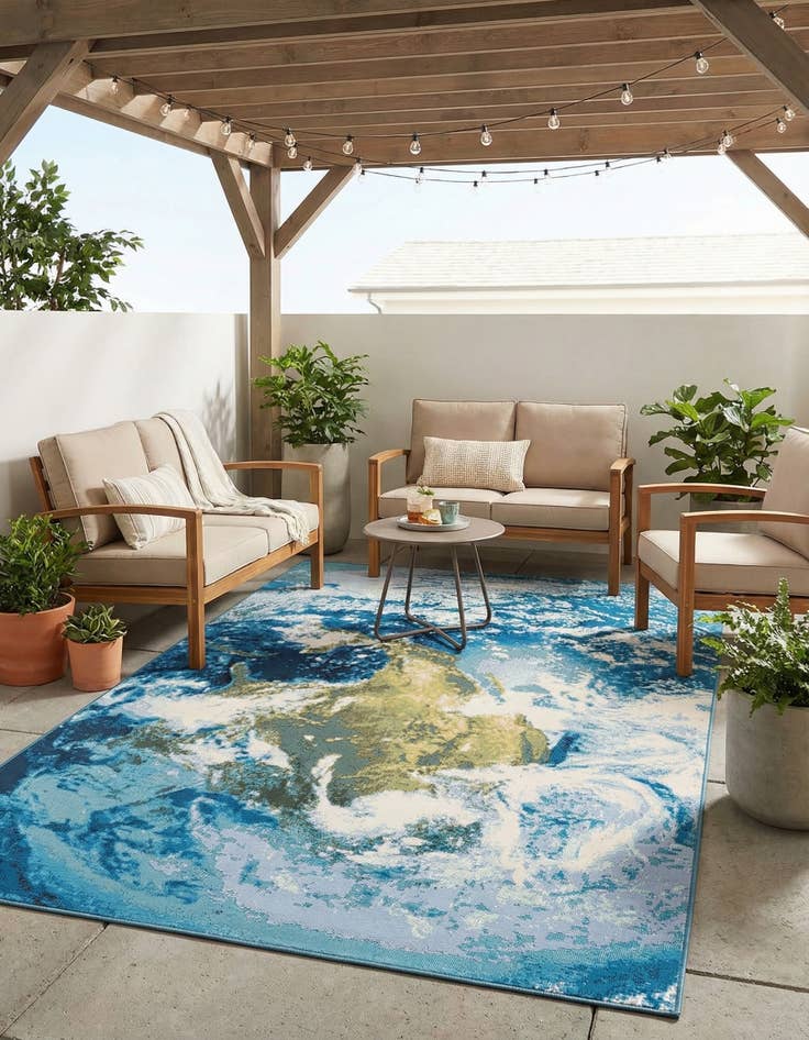 Detail image of 6' 1 x 9'  Washable Modern Indoor / Outdoor Rug