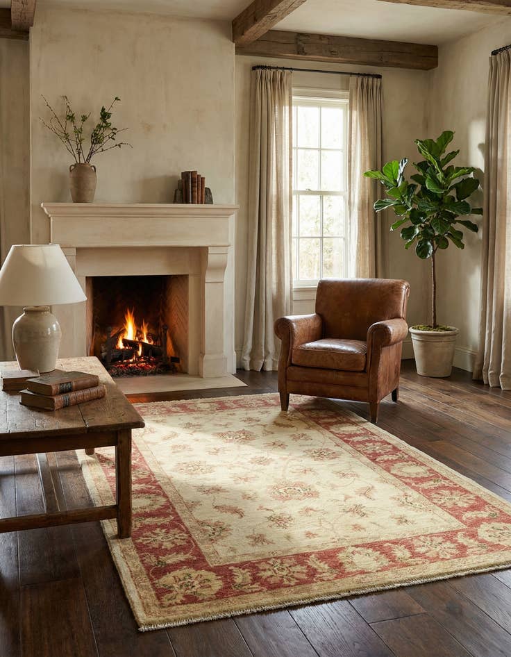 Detail image of 3' 4 x 5'  Hand Knotted Peshawar Ziegler Rug