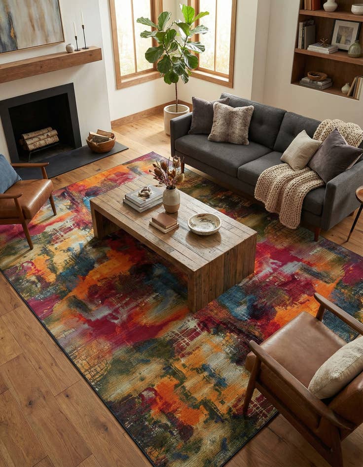 Detail image of 10' x 14'  Washable Modern Indoor / Outdoor Rug