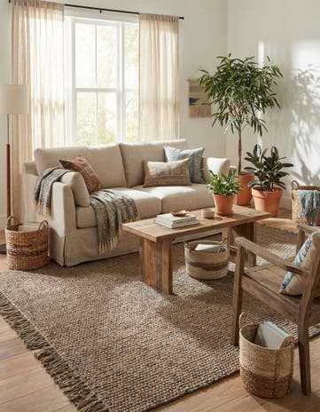 6' 1 x 9' Hand Woven Chunky Jute Rug
